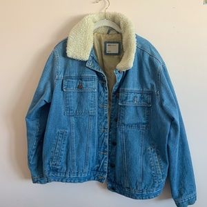 ASOS Curve Lined Denim Coat with Faux-Fur Collar